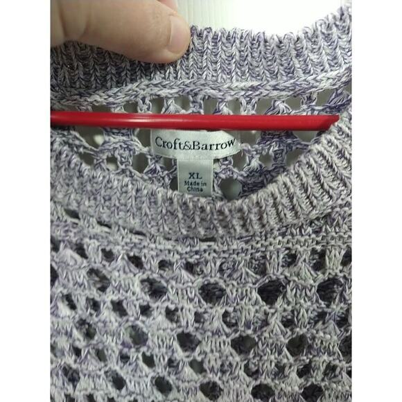 Croft And Barrow Purple Open Knit Tunic Slit Side Sweater. Size XL - Picture 4 of 11